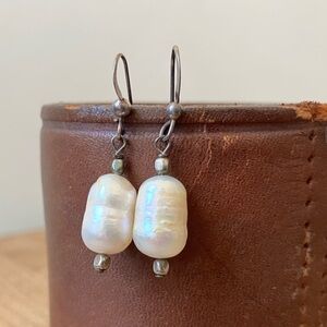 Vintage Freshwater Pearl Pendant Dangle Earrings